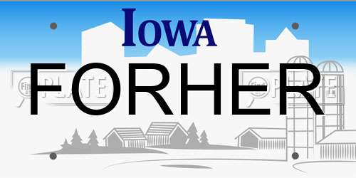 FORHER Iowa License Plate