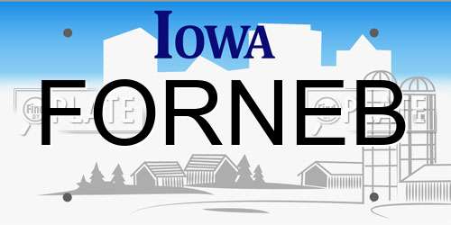 FORNEB Iowa License Plate