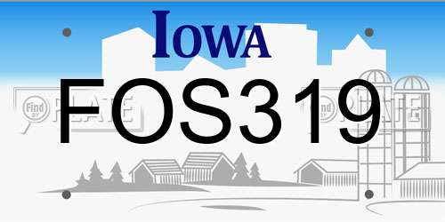 FOS319 Iowa License Plate