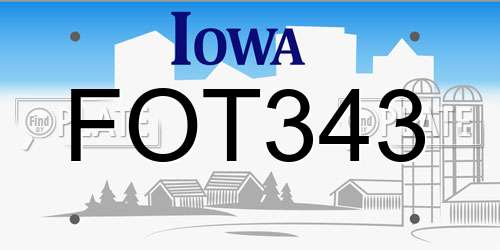 FOT343 Iowa License Plate