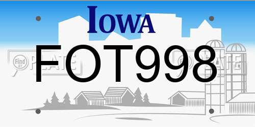FOT998 Iowa License Plate