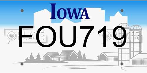 FOU719 Iowa License Plate