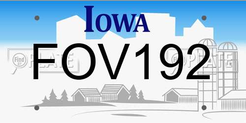 FOV192 Iowa License Plate