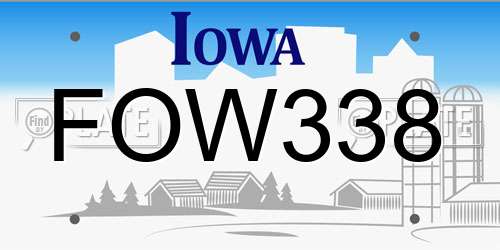 FOW338 Iowa License Plate