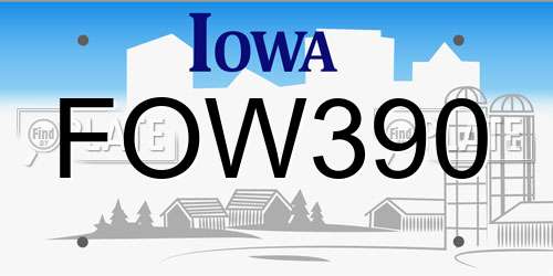 FOW390 Iowa License Plate