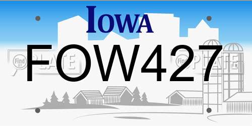 FOW427 Iowa License Plate