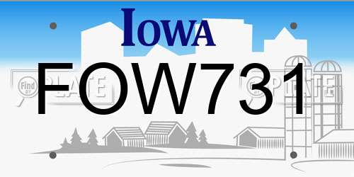 FOW731 Iowa License Plate