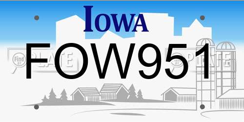 FOW951 Iowa License Plate