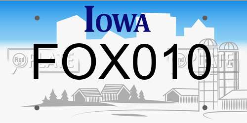 FOX010 Iowa License Plate