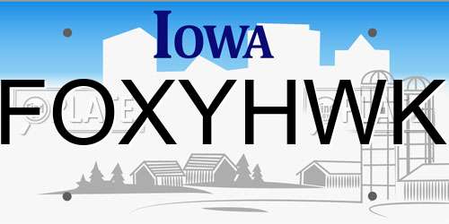 FOXYHWK Iowa License Plate