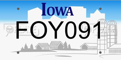 FOY091 Iowa License Plate