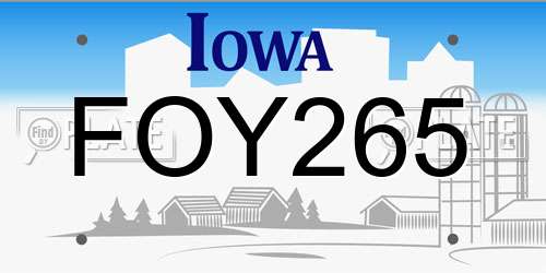 FOY265 Iowa License Plate