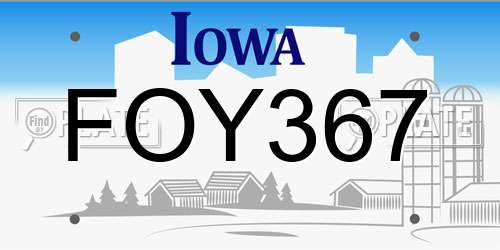 FOY367 Iowa License Plate