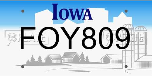FOY809 Iowa License Plate