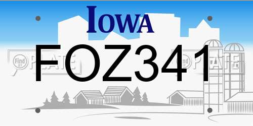 FOZ341 Iowa License Plate