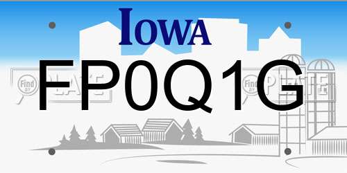 FP0Q1G Iowa License Plate