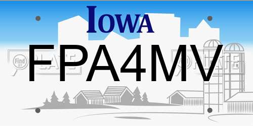 FPA4MV Iowa License Plate