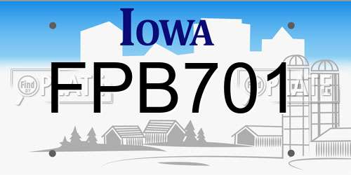 FPB701 Iowa License Plate