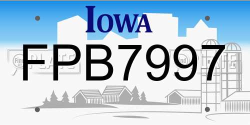 FPB7997 Iowa License Plate