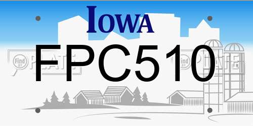 FPC510 Iowa License Plate