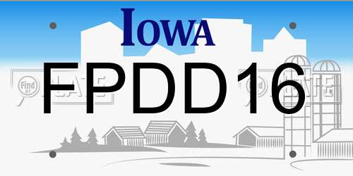 FPDD16 Iowa License Plate