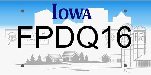 FPDQ16 Iowa License Plate