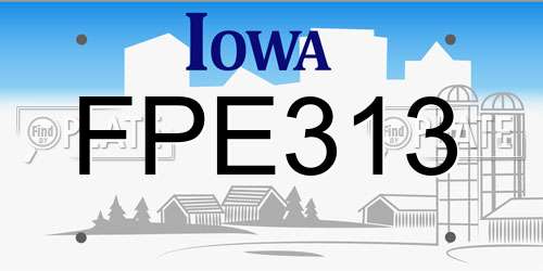 FPE313 Iowa License Plate