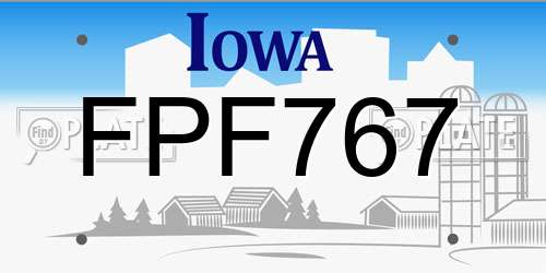 FPF767 Iowa License Plate