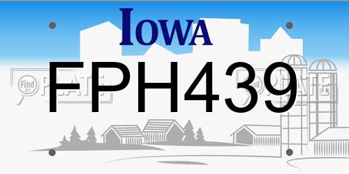 FPH439 Iowa License Plate