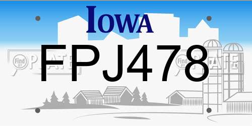 FPJ478 Iowa License Plate