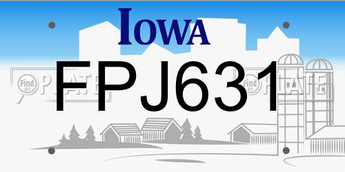 FPJ631 Iowa License Plate