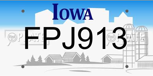 FPJ913 Iowa License Plate