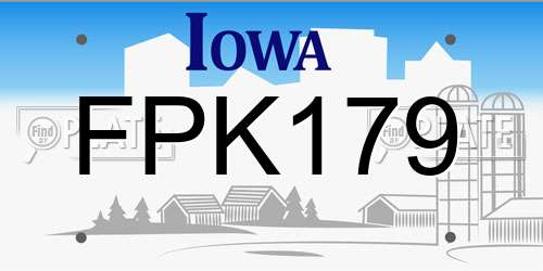 FPK179 Iowa License Plate