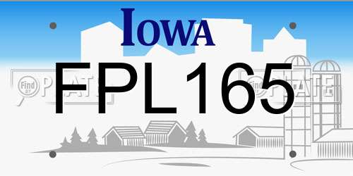 FPL165 Iowa License Plate