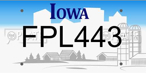 FPL443 Iowa License Plate