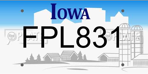 FPL831 Iowa License Plate