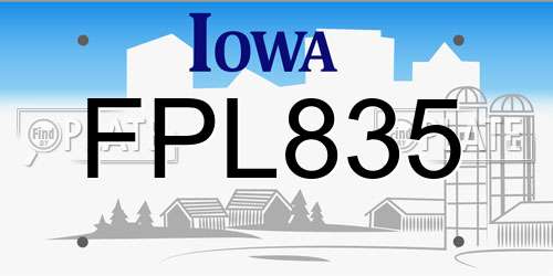 FPL835 Iowa License Plate