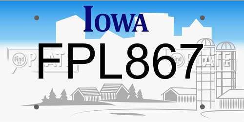 FPL867 Iowa License Plate