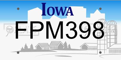 FPM398 Iowa License Plate