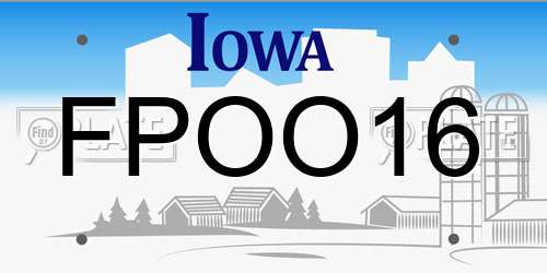 FPOO16 Iowa License Plate