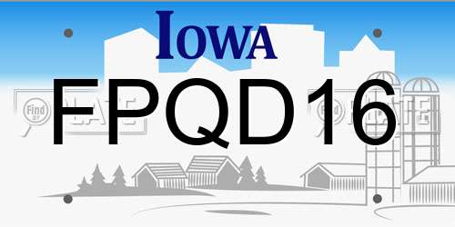 FPQD16 Iowa License Plate