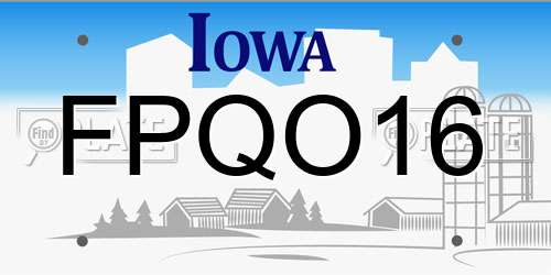 FPQO16 Iowa License Plate
