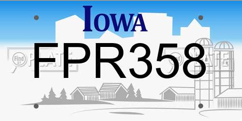 FPR358 Iowa License Plate