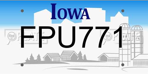 FPU771 Iowa License Plate