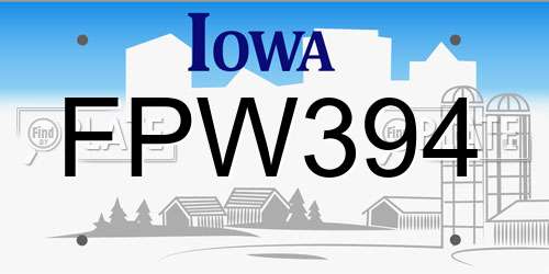 FPW394 Iowa License Plate