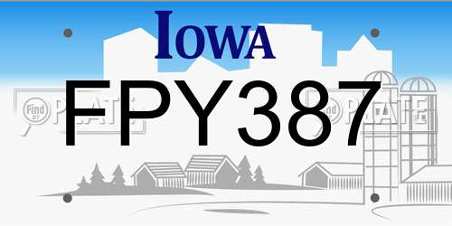 FPY387 Iowa License Plate