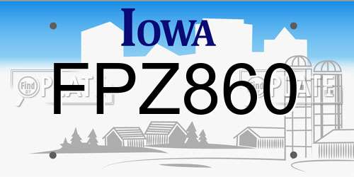 FPZ860 Iowa License Plate