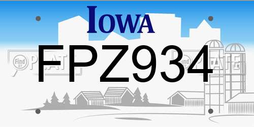 FPZ934 Iowa License Plate