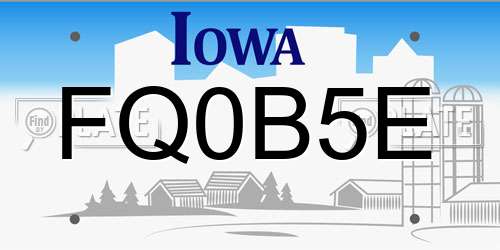 FQ0B5E Iowa License Plate