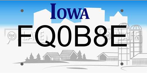 FQ0B8E Iowa License Plate
